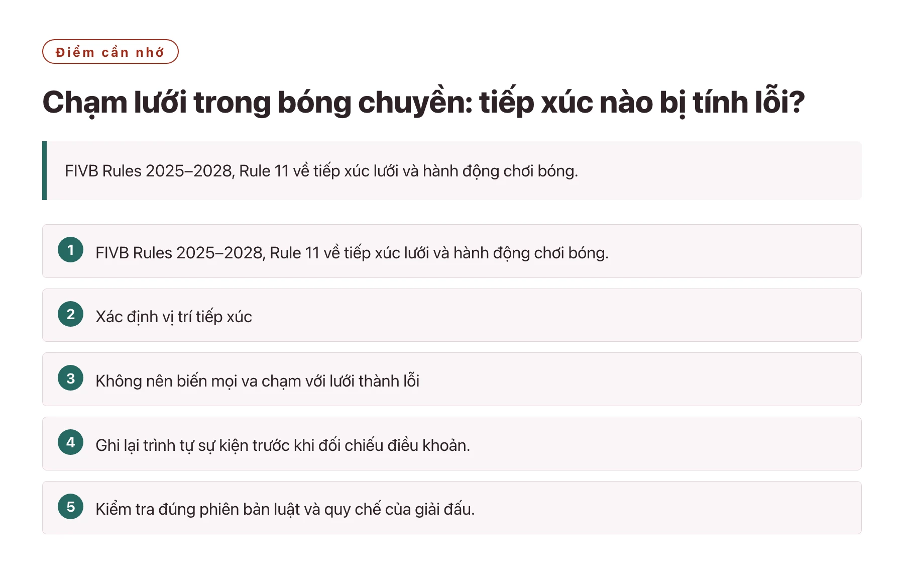 Chạm lưới trong bóng chuyền: tiếp xúc nào bị tính lỗi?——全文要点速览