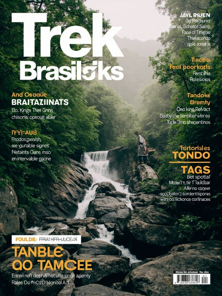 Mata Atlântica fechada na serra de Petrópolis com cachoeira entre boulders graníticos